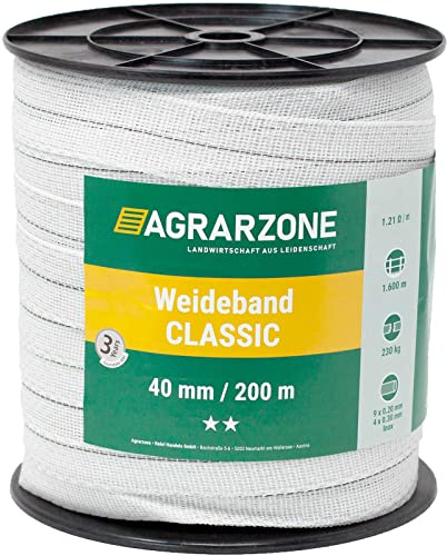 Agrarzone Weidezaunband Classic 200m 40mm weiß Elektrozaun Weidezaun Pferde | Niro-Leiter 9x0,20+4x0,30, Elektrozaun, Pferde, Ponys, Haustiere