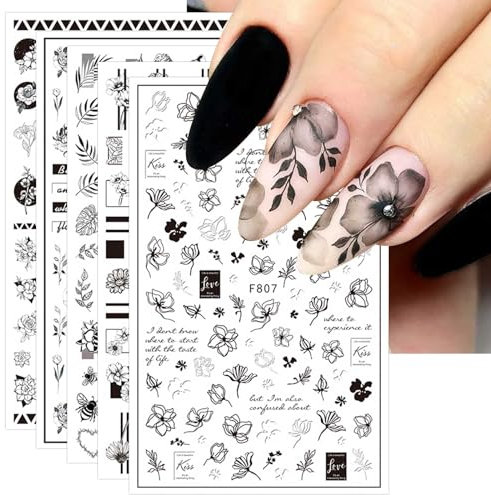 JMEOWIO Nagelsticker Frühling Blumen 10 Blätter Nagelaufkleber Selbstklebend Nail Art Dekoration NagelDesign Zubehör für Frauen Mädchen