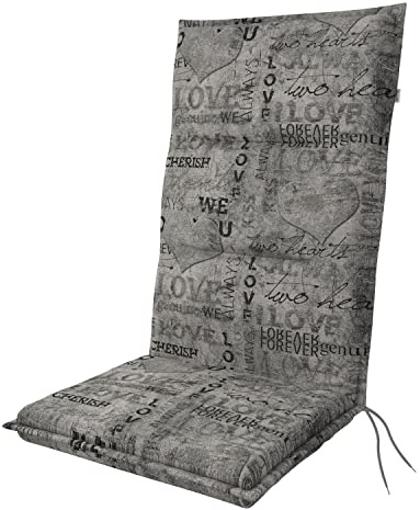 Doppler Cojín para Silla Alta Spot - Cojín para Silla de jardín - Gris Love - Aprox. 119x48x5cm