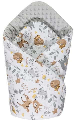 Medi Partners Oreiller Minky 100% Coton 75x75cm Gigoteuse bébé Double Face Doux Toute l'année Multifonction hypoallergénique pour bébés (Cerf avec Minky Gris)