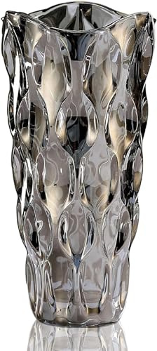 CEMABT Botella de vidrio grueso de 3 libras, exquisito estilo soplado a mano, decorativa para arreglos florales, bodas, decoración del hogar u oficina (gris ahumado)