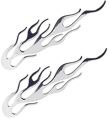 Sosa&Ya 2 Stück Flammen Autoaufkleber 3D reflektierend Auto Aufkleber Stickers wetterfest glänzend Motorrad Feuer (Silber)