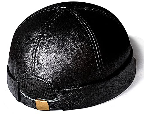JIARY Mütze Herren,fliegermütze Outdoor-Lederhut für Herren mit Winddichter Russisch braune Lederkappe,Warme Baseballmütze aus Rindsleder,einstellbar,Schwarz,XL