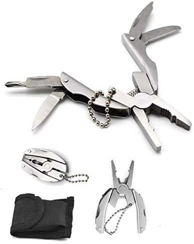 Multifunktionale Taschenzange aus Edelstahl. Taschenmesser, Schraubendreher, Kreuzschlitzschraubendreher, Zange, Holz-/Metallfeile
