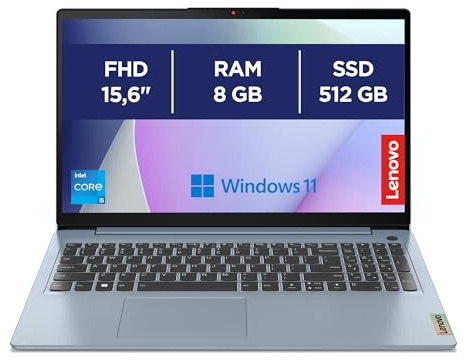 Lenovo IdeaPad 3 Notebook 39,6 cm (15,6 Zoll), FHD (1920 x 1080), Intel Core i5-1235U, 8 GB RAM, 512 GB SSD, integrierte Grafiken, WiFi 6, Windows 11 – Misty Blue
