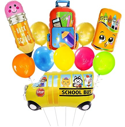 Back to School Balloons,13 Stücke Luftballons Einschulung Deko,Schulanfang Schulstart Folienballon Zum Junge Mädchen Für Willkommen Zurück Partydekorationen Klassenzimmer