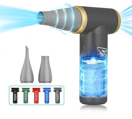 Kica JetFan 2 Elektrisches Staubgebläse – Wiederaufladbare Druckluftspray Alternative, Handheld Air Duster, Mini Staubbläser für Laptop, Tastatur, Auto, Sofa, Bürogeräte, 22500-101000 U/min - Grau