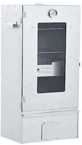 ADWOA Affumicatore e Forno BBQ con 1 kg di Trucioli 44,5x29x83 cm,Armadio Affumicatore Elettrico con Termometro Adatto per Uso Esterno