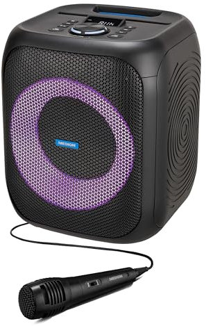 MEDION S61991 Enceinte Bluetooth puissante (Portables, avec Microphone, USB & AUX-in, Effet Lumineux, Enceinte connectée idéale pour soirées en extérieur)