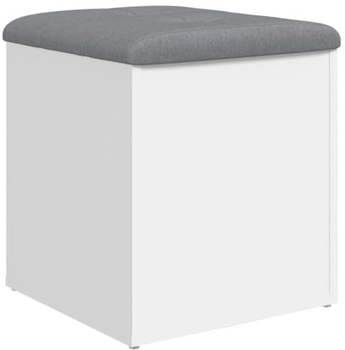 vidaXL Banco con almacenaje Madera de ingeniería Blanco 42x42x45 cm