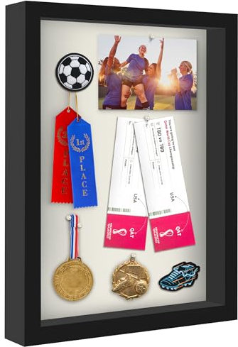 Americanflat 12x16 Shadow Box Frame with Polished Plexiglass - Silhouette Collection - Large Shadow Box Display Case for Tabletop and Wall Display - Black with Soft Felt Back