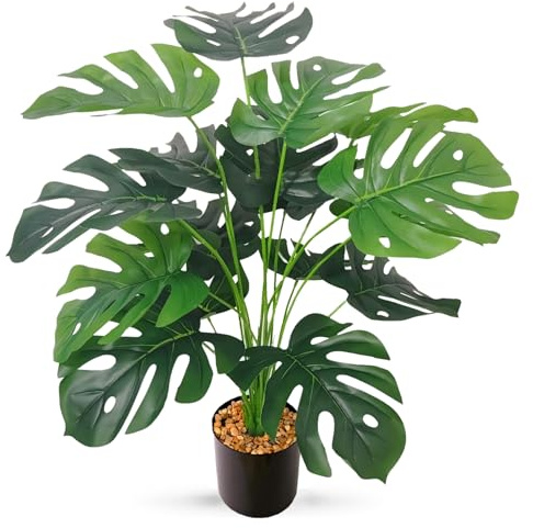 YJWZ Artificial Plants Indoor Tall,75cm Artificial Monstera Deliciosa Plants In Pot Artificial Plant Tropical Hawaii Green Fake Plant For Bedroom Office Garden Wedding Party Deco