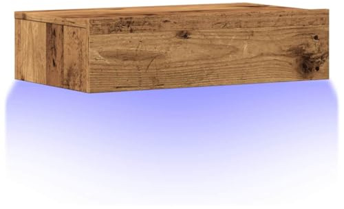 vidaXL Mueble de TV con Luces LED Envejecida 60x35x15,5 cm