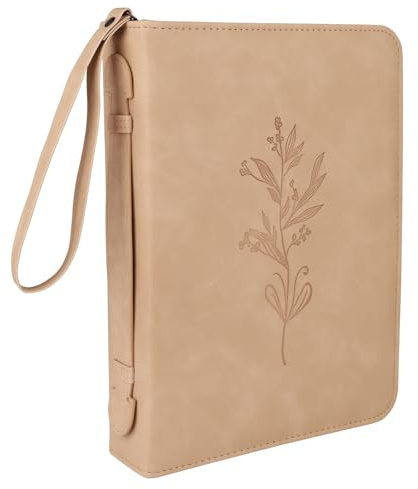 Lederhülle für Bibelbücher für Frauen, 27x20x5,3cm Bibelhülle mit Blumenmuster Minimalistische Buchhülle mit Abnehmbarem Armband als Christliches Geschenk