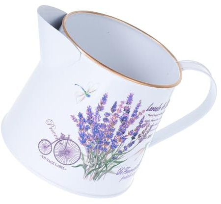 MAGICLULU Rustic Metal Jug Vase Floral Pattern 11cm Watering Can Flower Pitcher Galvanized Iron for Garden and Home Decoration