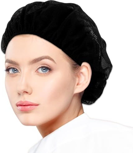 Ymapinc Black Elastic Chef Hair Nets for Women, 6pcs Reusable Hairnets for Foodservice, Hair Net Cover for Food Service Workers Unisex Adjustable Breathable Cooking Chef Caps Kitchen