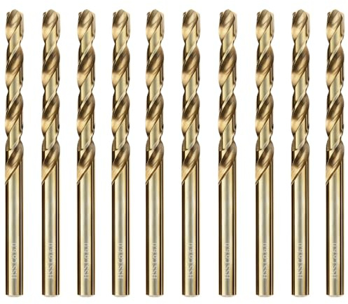 HSS Kobalt Bohrer Set 6.0mm 10tlg. Professionell Metallbohrer Spiralbohrer | M35 HSS Kobalt Jobber Bohrer Set fur Edelstahl, Hartmetall, harter Stahl, Gusseisen, Kupfer, Aluminium, Holz und Kunststoff