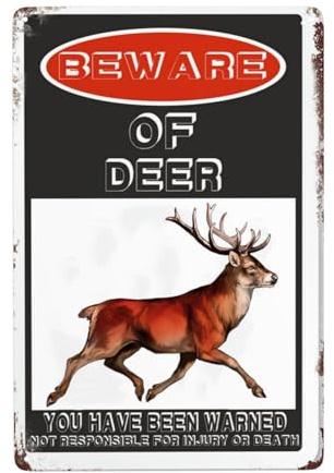 Beware Of Deer Sign, Rust Free Beware Of Deer Warning Signs, Pre-Drilled Holes For Easy Mounting Outdoor Use For Fence Door Or Gate 8x12 Inch