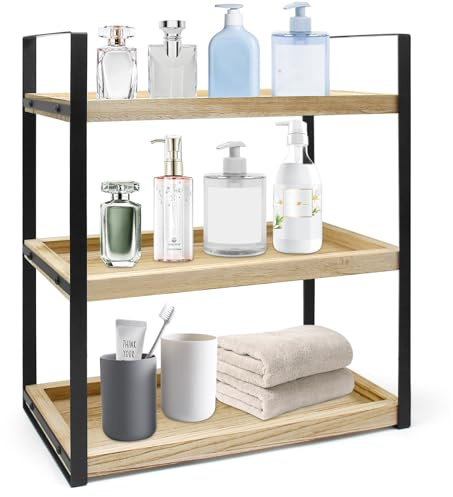 Veftsvy Standregal für küche, Badezimmer Counter Organizer, 3-Tier Countertop Aufbewahrung, Make-up Regal, Waschbecken Caddy, Burlywood Aufbewahrungslösung für Badezimmer und Kosmetik