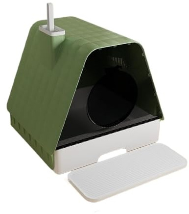 Caja de Arena, Caja de Arena Cerrada for Gatos con Tapa, cajón antisalpicaduras, Pala y Pedales Caja de Arena para Gatos(Green)