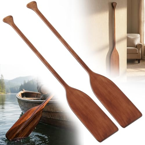 Silipull 2 Pcs 2.5-4 ft Wooden Canoe Oar Paddle, 30-48 Inches Paddle Canoe, Solid Pine Handheld Wooden Oar for Kayak Water Sport Home Decoration(4 ft,Classic Blades,Walnut)
