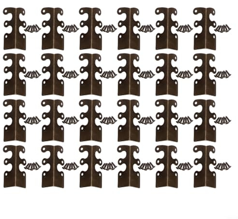 Bronze Metal Corner Protectors for Baseboards Plus Covers Boards Decorative Iron Protective Skirting 6 Pack in SIL Gold Vintage (Bronze 24pcs)