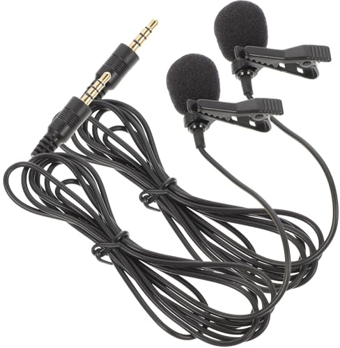 CHICAMPERA Micrófono de Solapa Negro 2 Piezas 3, 5mm para Grabación | Estándar Ctia, para Portátil y Tableta, Uso en Aula y Vídeo, Núcleo Antiinterferencias, Sonido Claro