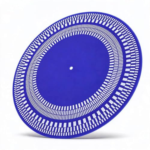 Dpofirs Tapis de Disque Stroboscopique pour Platine Vinyle de 12 Pouces, Réglage de la Vitesse de 33 à 1/3 TR/Min, 45 TR/Min et 78 / (Blue)