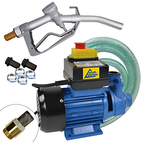 Profi-Pumpe® Diesel Profi 600 | Kit de Bomba de Trasvase 230V | Potencia 600W y Caudal 2.400 l/h | Con Pistola de Aluminio, Manguera de 6m y Válvula de Latón | Autocebante