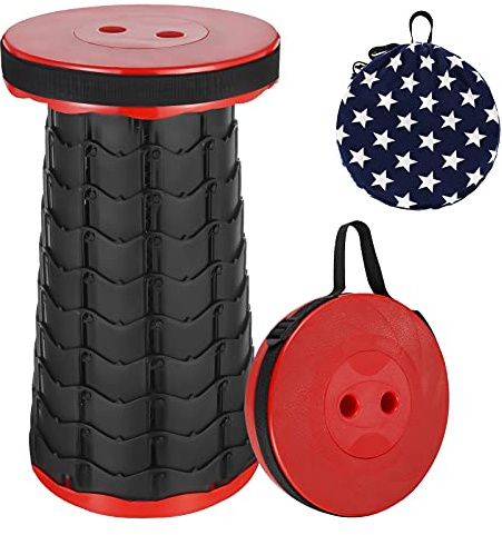 BOWINR Portable Telescopic Stool Collapsible Retractable Folding Chair for Adults Lightweight Telescoping Foldable Seat with Bag Max Load Capacity 600 lbs for Camping Fishing Hiking BBQ Outdoor Indoor