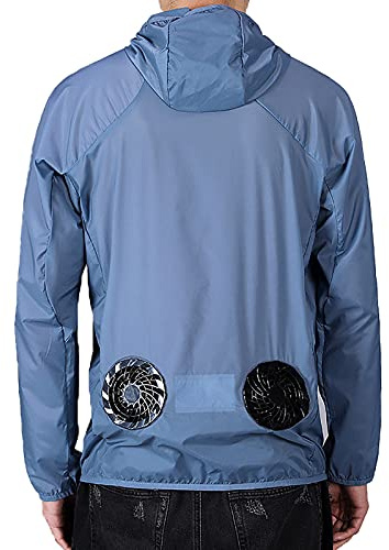 Yajun Summer Cooling Fan Jacket USB Sun Protective Quick Cooling Hiking Jacket Men Women Air Conditioning Fishing Coat,Blue,2XL(176