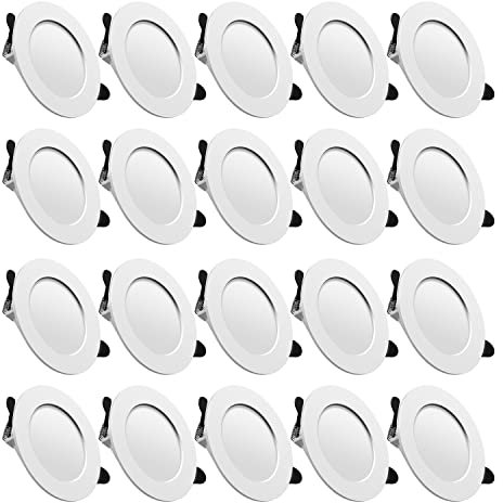 Faretti Led da Incasso Per Cartongesso,7W Equivalenti a 70W,Luce Bianca Naturale 4500K Ultrasottili da Soffitto da Interno,Rotondo Alluminio Métal,Slim Downlights,Set da 20