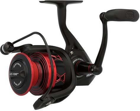 PENN Fierce IV Spinning, Angelrolle, Spinnrollen, Meer - Küstenangeln, Vielseitiges Meeresangeln für Boot, Kajak, Ufer, Jiggen, Surfen, und Allround-Einsatz, Unisex, Schwarz/Rot, 4000