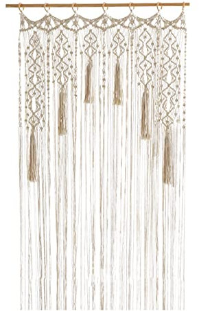 Makramee Wandbehang Tapisserie,Boho Handgewebte Makramee Türvorhang Vorhang,Boho Wanddekoration,Für Raumteiler, Fenstervorhänge, Türvorhänge, Hochzeitshintergrund, Inneneinrichtung,Beige (Stil 2)