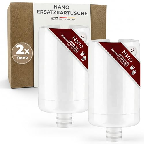 Alb Filter Nano Ersatzkartusche 2er-Pack – Einzelkartusche für den Wasserfilter – Sicheres Trinkwasser für Familie, Reisen & Hotels – Schutz gegen Keime & Bakterien im Wasser – Made in Germany