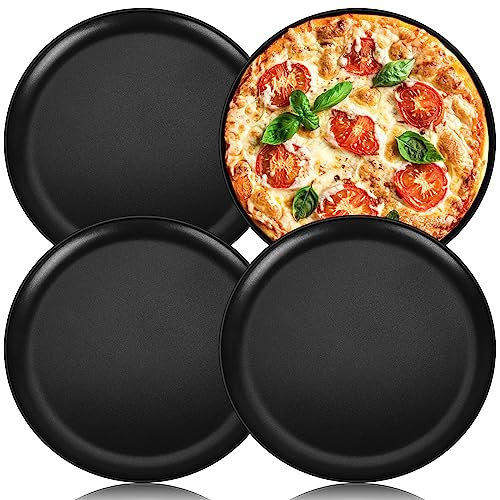 Homikit Pizzablech 4er Set, 30 cm Edelstahl Pizzaform mit Antihaftbeschichtung, Rund Pizza Backblech für Pizzen Backen, Einfach zu Reinigen & Ungiftig & Langlebig