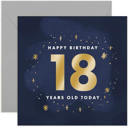 Old English Co. Geburtstagskarte zum 18. Geburtstag für Mann oder Frau, Goldfolie, glitzernde Sterne, Geburtstagskarte für Sie oder Ihn, glänzende Geburtstagskarte zum 18. Geburtstag für Sohn,