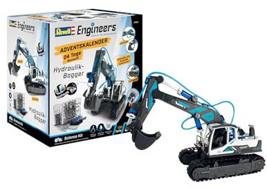 Revell Adventskalender Engineers I Hydraulischer Bagger I Adventkalender zum Selbermachen I Adventskalender für Jungen, Mädchen Kinder und Erwachsene ab 8 Jahren I Bagger in 24 Tagen zusammenbauen
