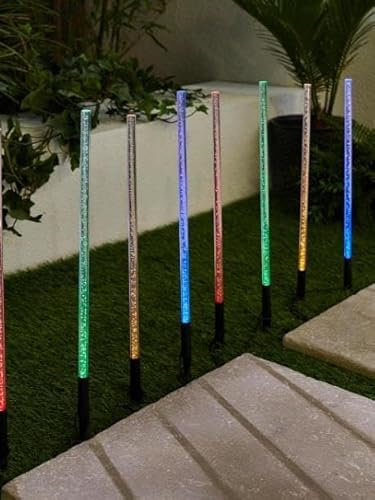 Garden Mile 16Pcs Solar Lights Outdoor Garden Stake Light Waterproof Bubble Effect Multicolor Solar Garden Lights for Driveways Pathway Rechargeable Auto ON/OFF Light Solar Powered For Lawn Flowerbeds