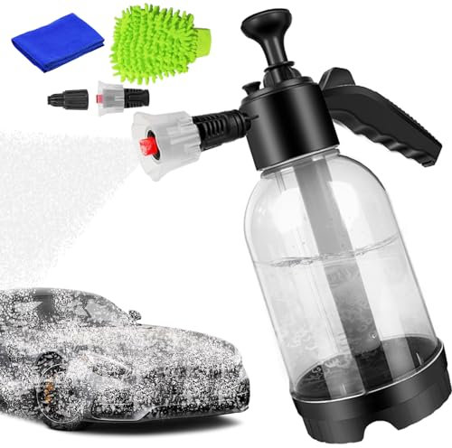 Car Foam Sprayer, 2L Hand Pressure Pump Spray Bottle Snow Foam Pump Sprayer Car Wash Foaming Pump Blaster for Car Cleaning Gardening