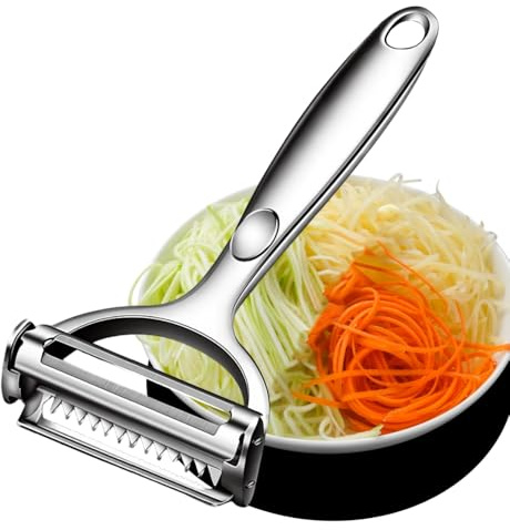 Huakai Multifunction Vegetable Peeler Julienne Peeler for Kitchen | stainless steel 2 in 1 julienne vegetable peeler for potato ，cabbage，carrot，cucumber，fruit