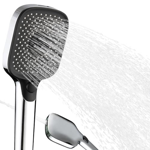 Ulytid Soffione Doccia, Soffione per Doccia a Risparmio Idrico, Doccione per Doccia con 3+1 Tipi di Getto, Grande Soffione a Pioggia, Telefono Doccia, Doccino Doccia Anticalcare, Cromato