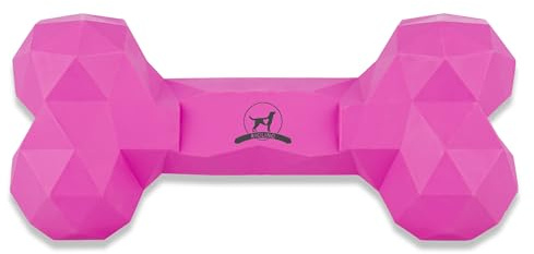 RIOLINO Diamond Bone – Kauknochen für Hunde aus 100% Naturkautschuk | befüllbar mit Leckerli, reinigt die Zähne, für Starke Kauer | Größe M für Hunde bis 25 kg | Hot Pink