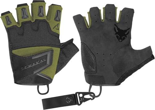 ACE Schakal Guantes sin Dedos - Guantes tácticos sin Dedos - para Paintball y Deportes de Tiro - Oliva - M