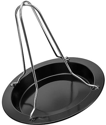 Cabilock Edelstahl Hähnchenbräter Grillplatte Mit Stabiler Halterung Rund Dickes Design Grillschale BBQ Campinggrill Zubehör