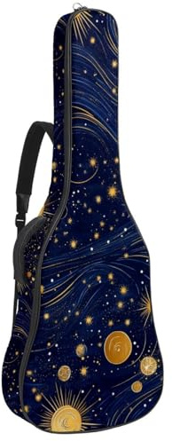 Gitarrentasche mit Blumenblättern, gepolstert, mit verstellbaren Schultergurttaschen, Hellrosa, Blau und Violett, Multicolor 08, 42.9x16.9x4.7 in, Lässiger Tagesrucksack