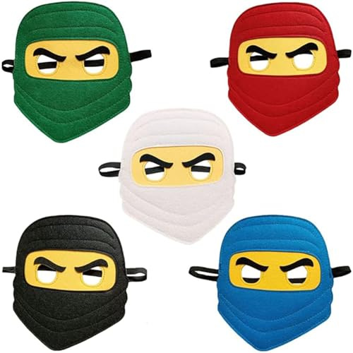 JOJOZEER Maske Kinder Filz Masken, 5 Stück Cosplay Masken Kinder Geburtstag Deko Charakter Masken Passen Halloween Cosplay Kindergeburtstag Party Dress Up Party Supplies Deko