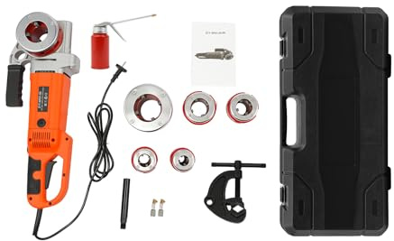 DSYOGX Kit de taraudage électrique 2300 W, taraud électrique léger et compact avec 6 matrices, pour tuyaux galvanisés, tuyaux en fer, tuyaux en polypropylène