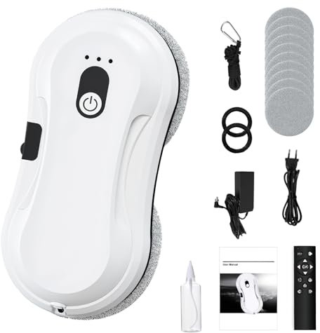 2800pa Window Cleaner Robots, Automatic Robot Windows Cleaners, with Dual Water Spray, 10 Cloths, Intelligent Window Cleaning Robot with Remote Control, for Interior/Exterior Windows (35ml water tank)