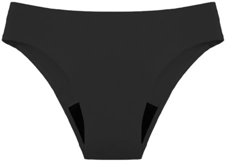 Enwye Slip de Bain sans Coutures, sous-vêtement menstruel 4 Couches Anti-fuites, Noir, Taille L